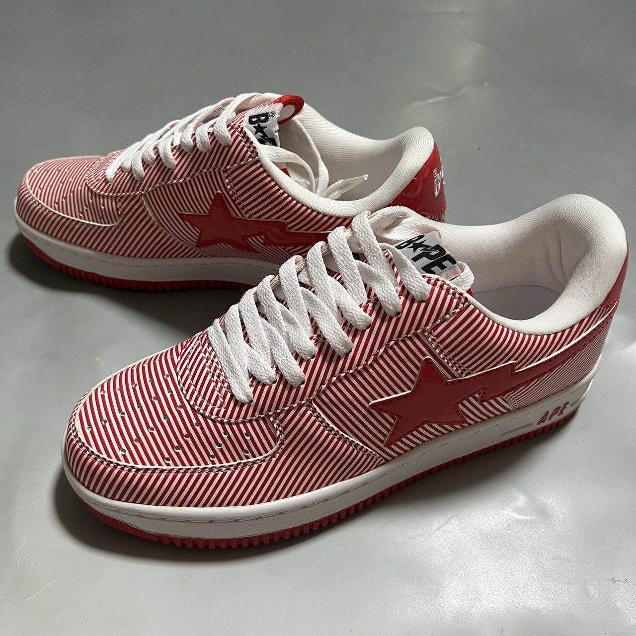 Bape 2007 BAPE Sta striped/Red/White patent leather Size US 9 / EU 42 - 2 Thumbnail