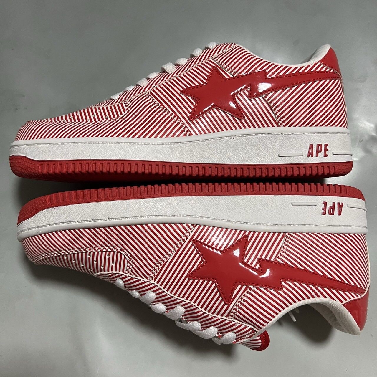Bape 2007 BAPE Sta striped/Red/White patent leather Size US 9 / EU 42 - 3 Thumbnail