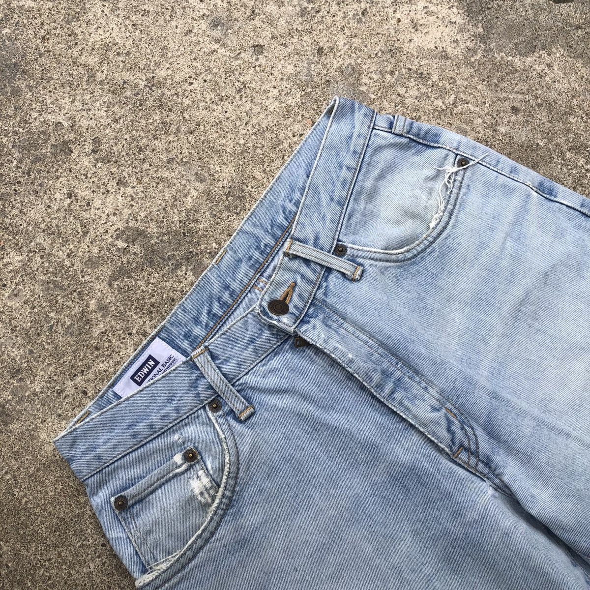 Edwin × Vintage 🔥Rare🔥Edwin 403 Stoned Wash Rips Distress Denim Jeans Size US 30 / EU 46 - 10 Thumbnail