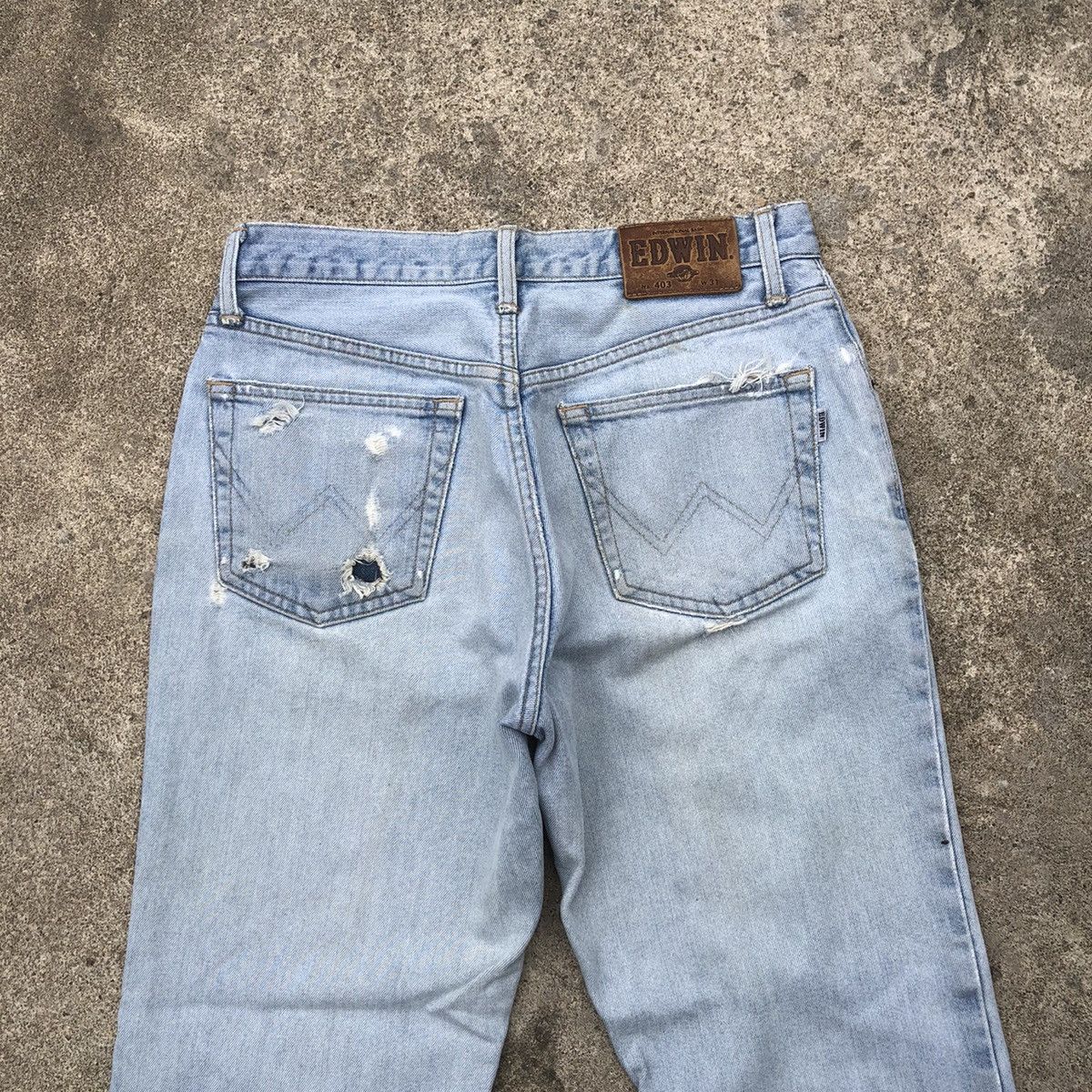 Edwin × Vintage 🔥Rare🔥Edwin 403 Stoned Wash Rips Distress Denim Jeans Size US 30 / EU 46 - 5 Thumbnail
