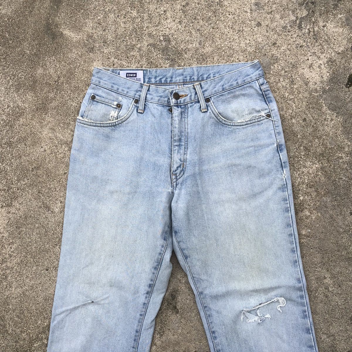 Edwin × Vintage 🔥Rare🔥Edwin 403 Stoned Wash Rips Distress Denim Jeans Size US 30 / EU 46 - 2 Thumbnail