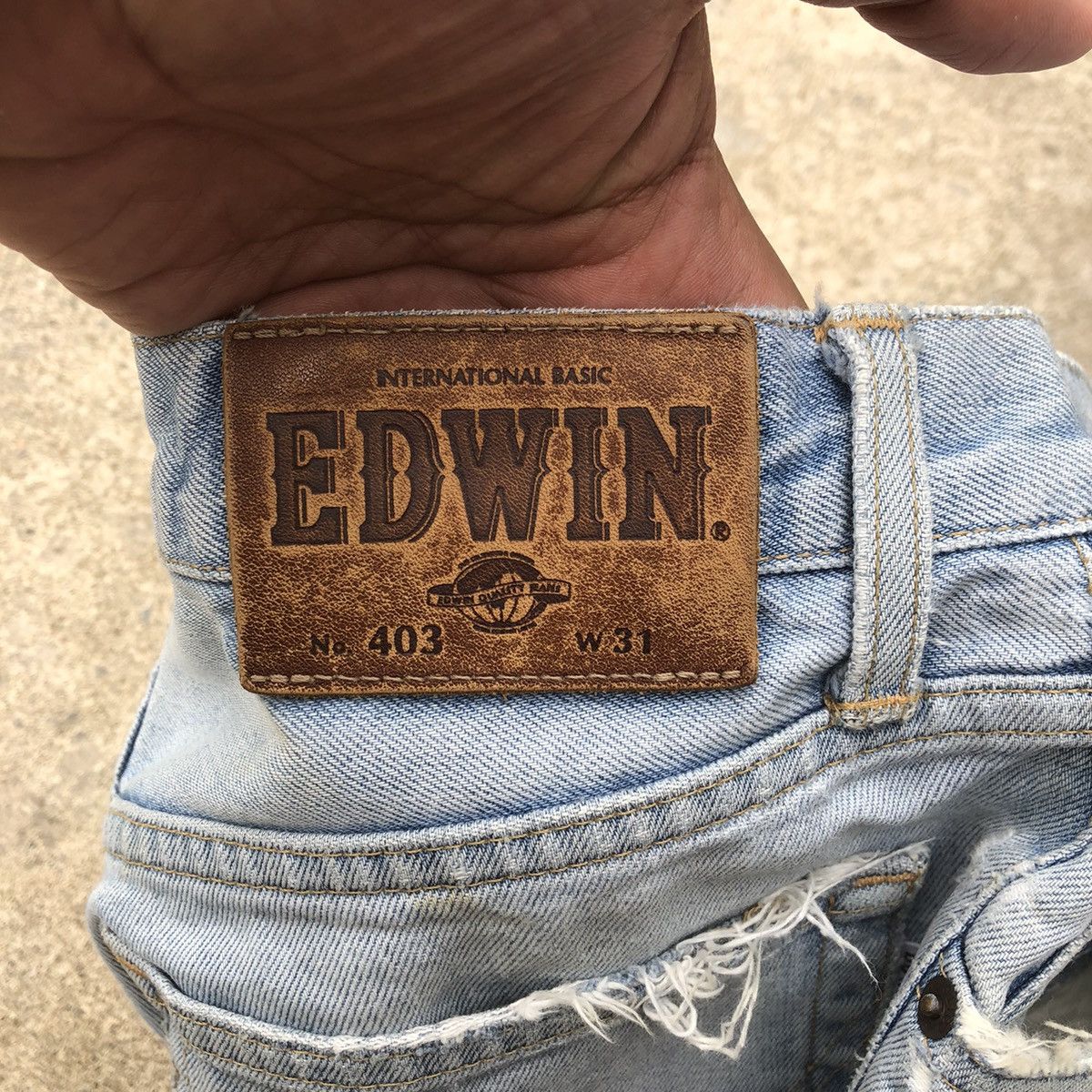 Edwin × Vintage 🔥Rare🔥Edwin 403 Stoned Wash Rips Distress Denim Jeans Size US 30 / EU 46 - 12 Thumbnail