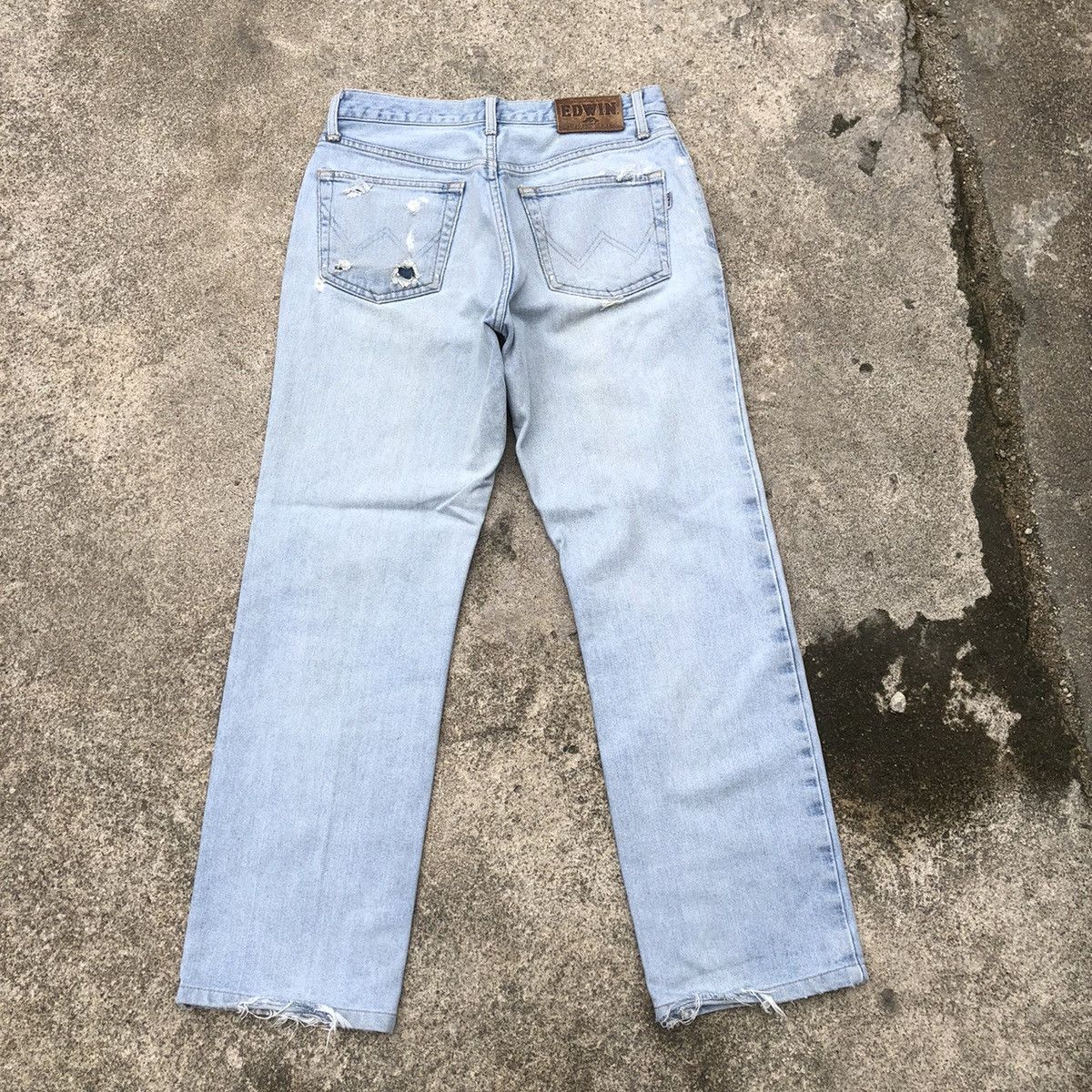 Edwin × Vintage 🔥Rare🔥Edwin 403 Stoned Wash Rips Distress Denim Jeans Size US 30 / EU 46 - 4 Thumbnail
