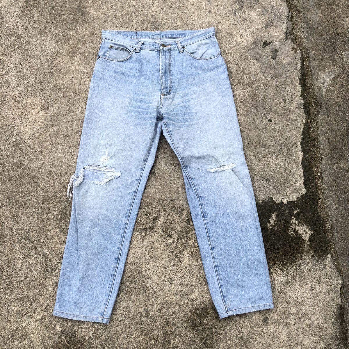 🔥Rare🔥Vintage Wrangler Stoned Wash Rips Distress Denim Jeans
