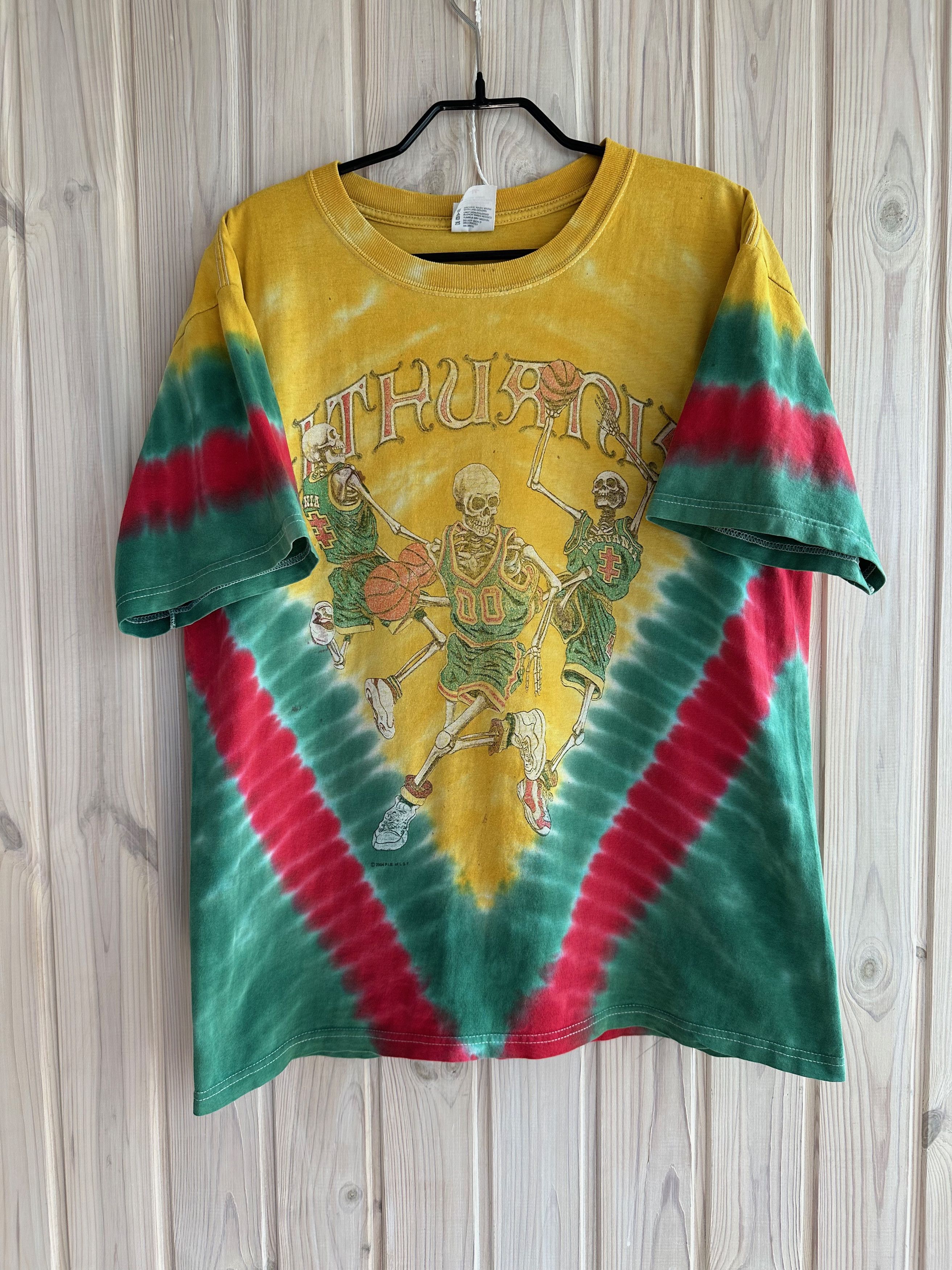 Anvil GRATEFUL DEAD Skull Pattern Band T-Shirt (Men's Size L) cotton Charcoal Vintage Second Hand
