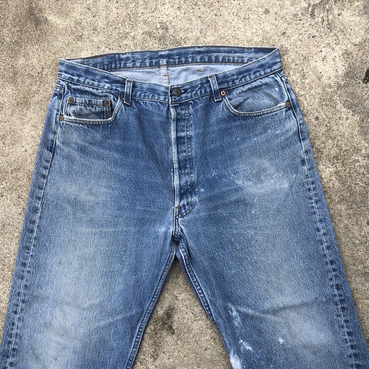 Levi's × Levi's Vintage Clothing 🔥Rare🔥Vintage Levis Stoned Wash Rips Distress Paint Jeans Size US 36 / EU 52 - 2 Thumbnail