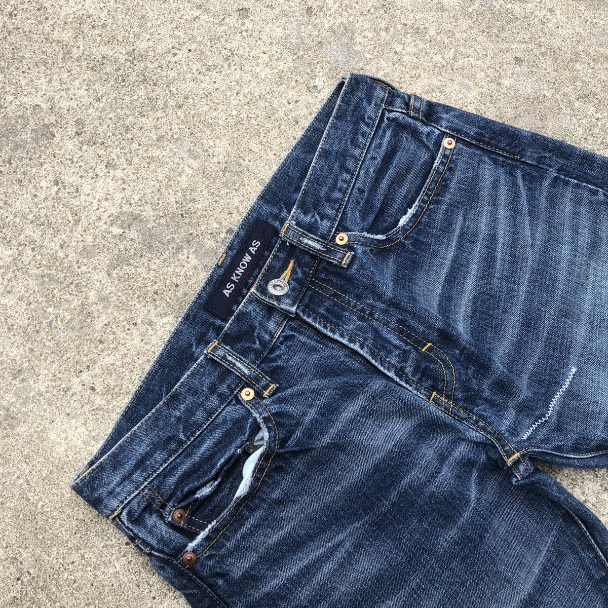 Japanese Brand 🔥Sick🔥🇯🇵As Know As Stoned Wash Patchwork Rips Distress Jeans Size US 31 - 14 Thumbnail