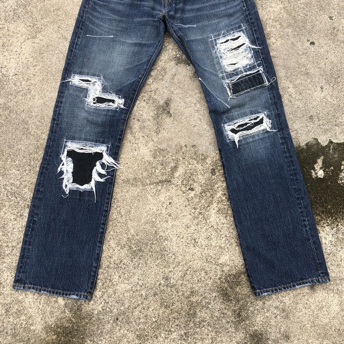 Japanese Brand 🔥Sick🔥🇯🇵As Know As Stoned Wash Patchwork Rips Distress Jeans Size US 31 - 3 Thumbnail