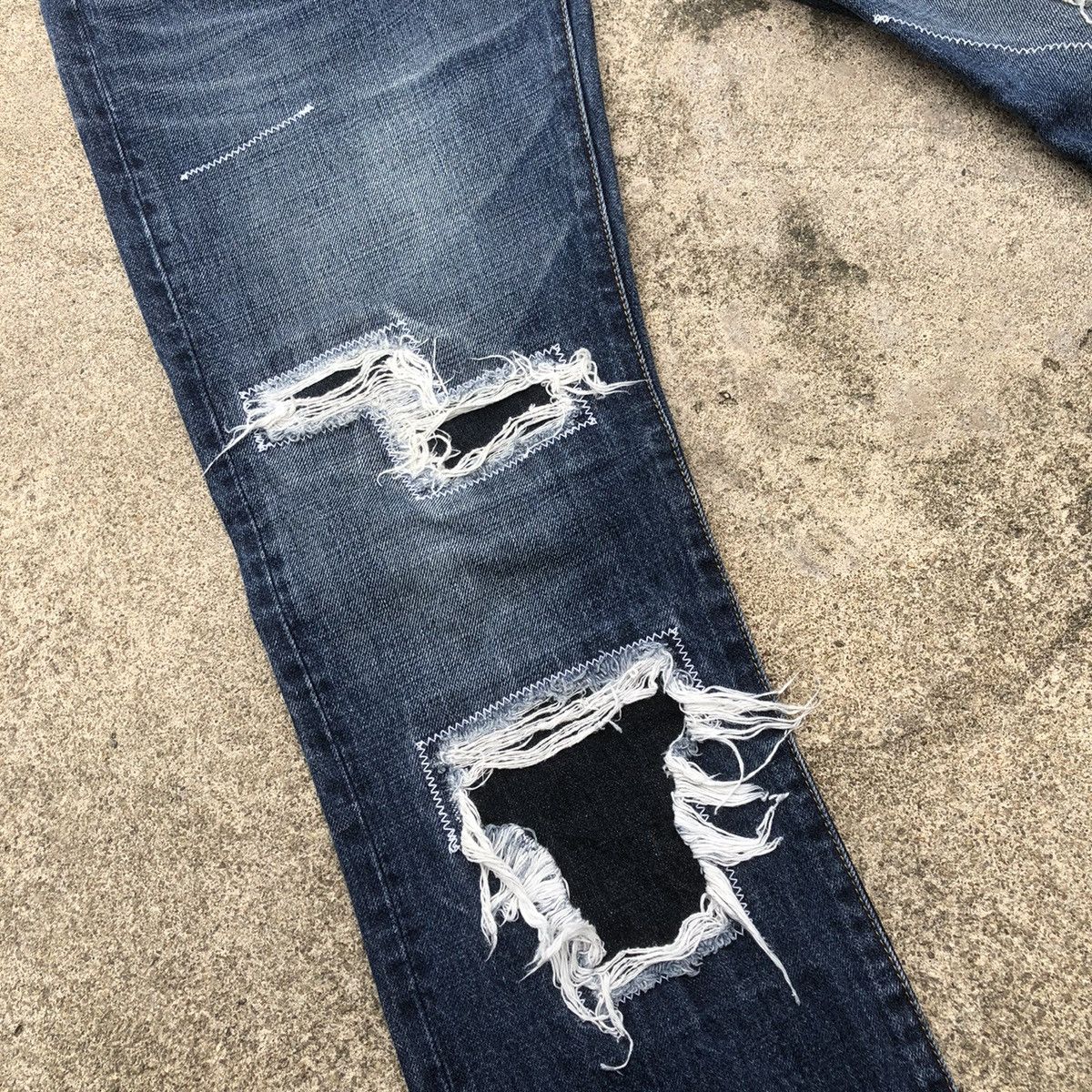 Japanese Brand 🔥Sick🔥🇯🇵As Know As Stoned Wash Patchwork Rips Distress Jeans Size US 31 - 8 Thumbnail