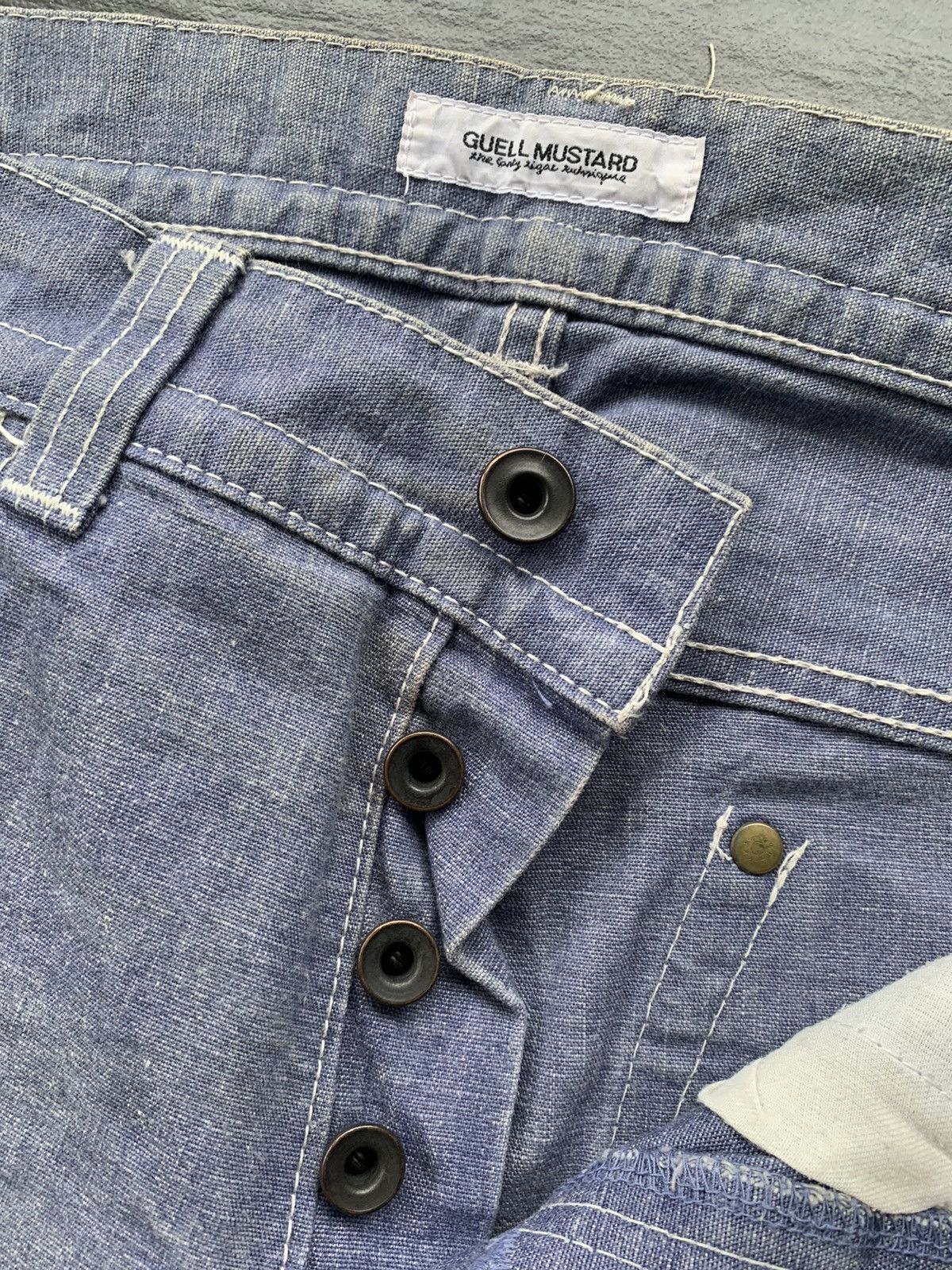 Japanese Brand × Le Grande Bleu (L.G.B.) × Vintage Guell Mustard Faded Wash Denim Size US 31 - 5 Thumbnail