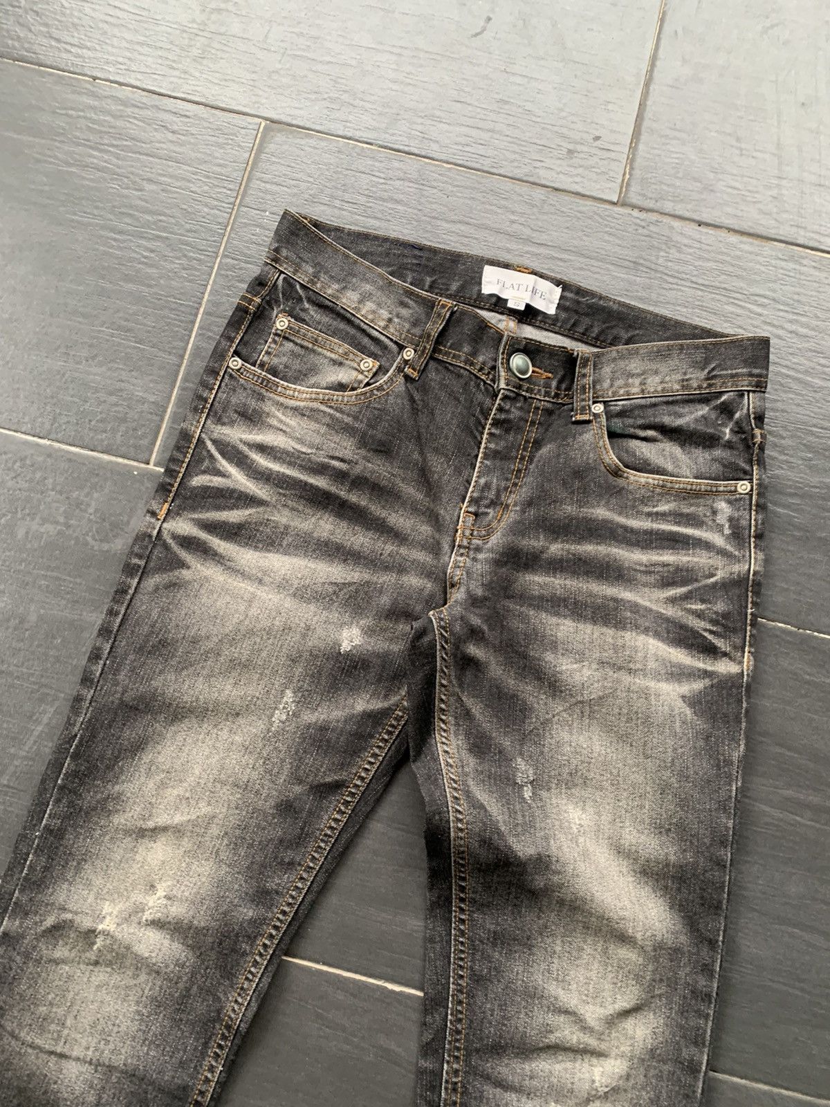If Six Was Nine × Japanese Brand Flat Life Distressed Denim Size US 31 - 3 Thumbnail