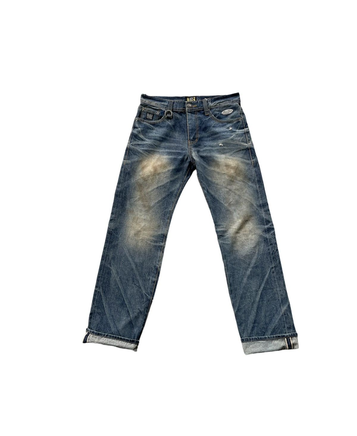 image of Vintage Black Flame Aging Wash Selvedge Denim in Blue, Men's (Size 34)