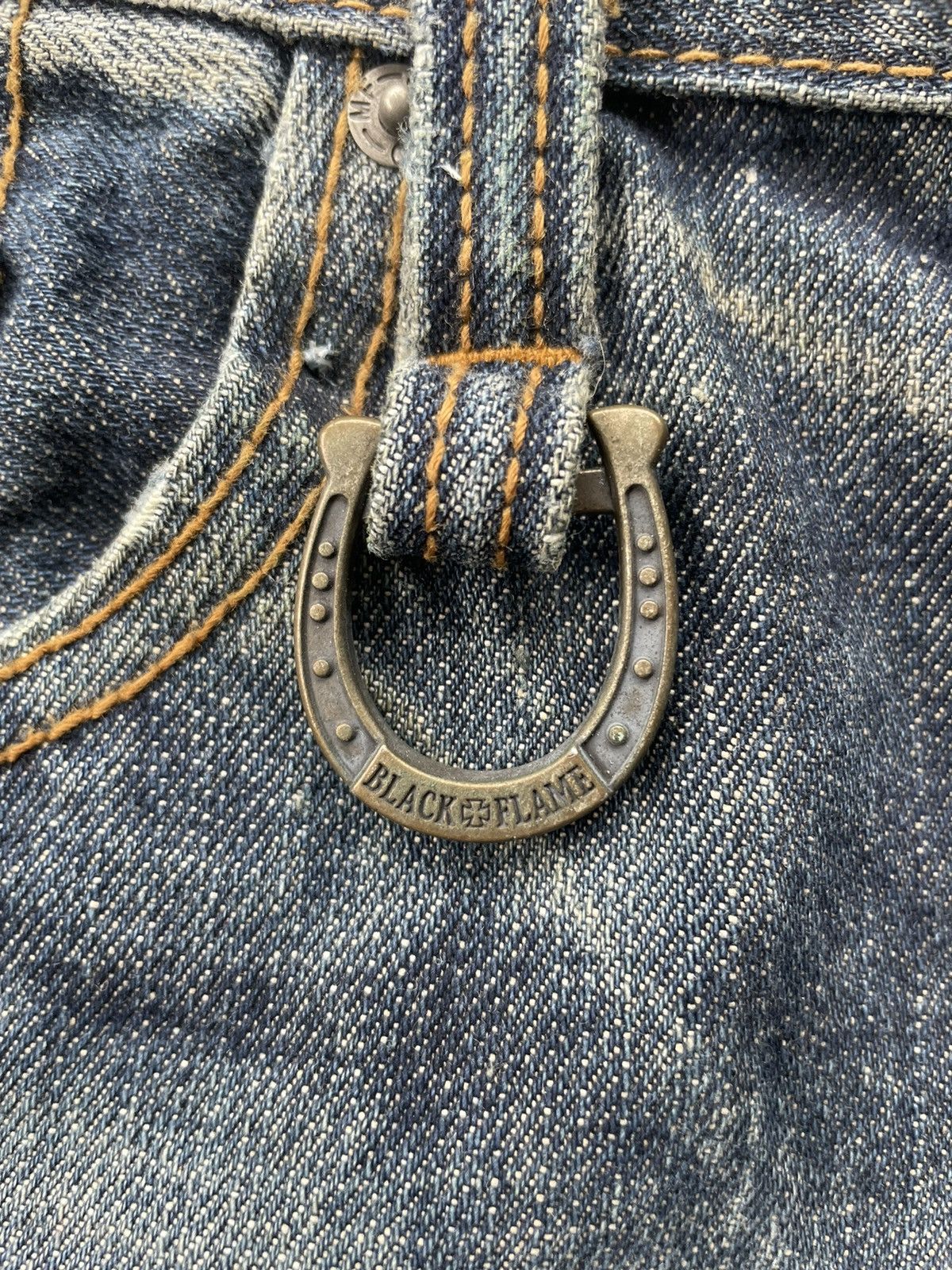 Japanese Brand Black Flame Aging Wash Selvedge Denim Size US 34 / EU 50 - 21 Thumbnail