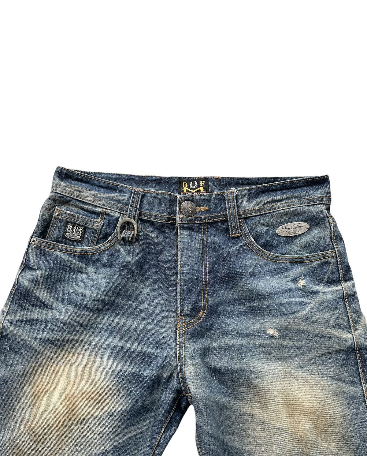 Japanese Brand Black Flame Aging Wash Selvedge Denim Size US 34 / EU 50 - 6 Thumbnail