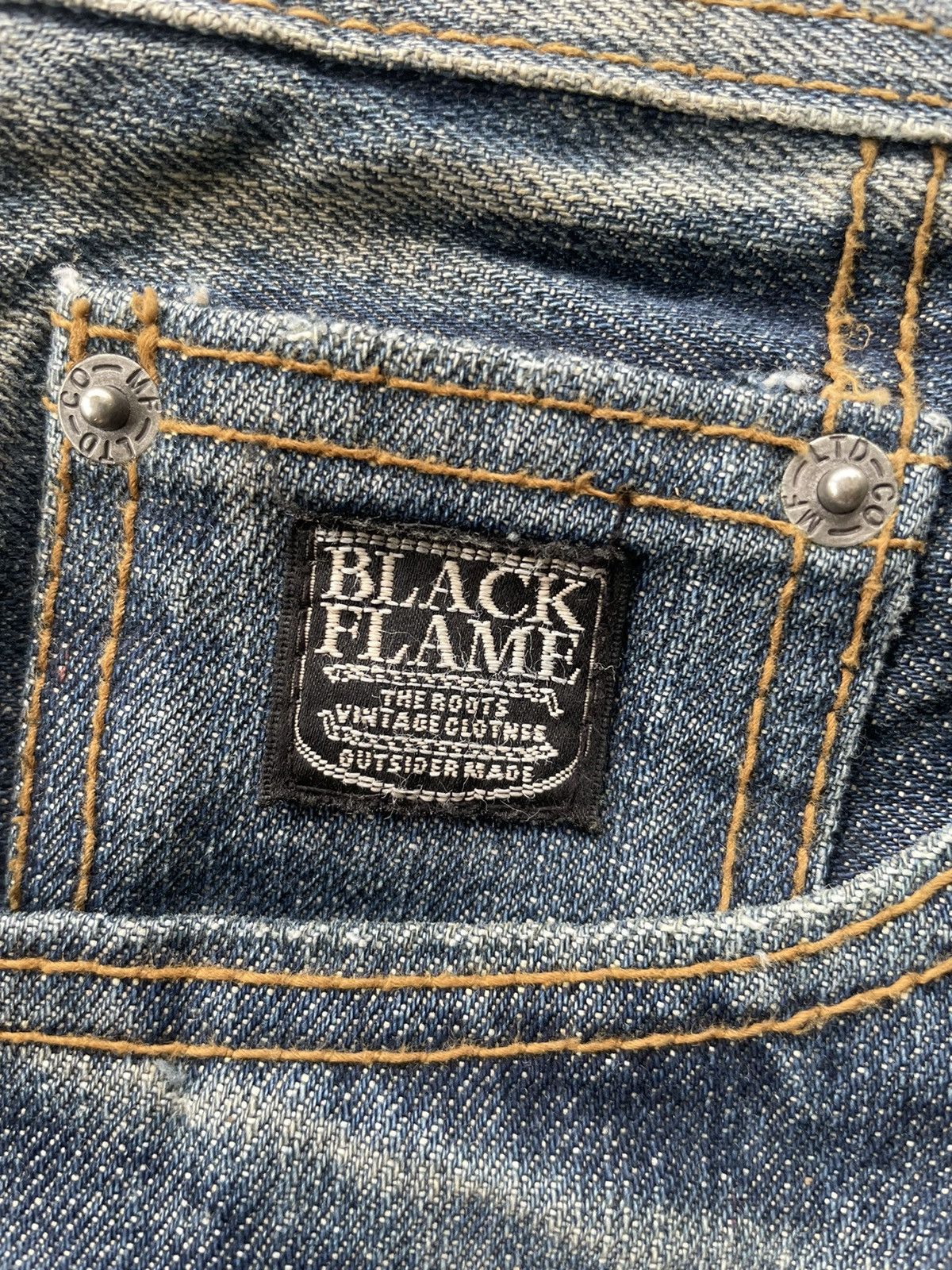 Japanese Brand Black Flame Aging Wash Selvedge Denim Size US 34 / EU 50 - 24 Thumbnail
