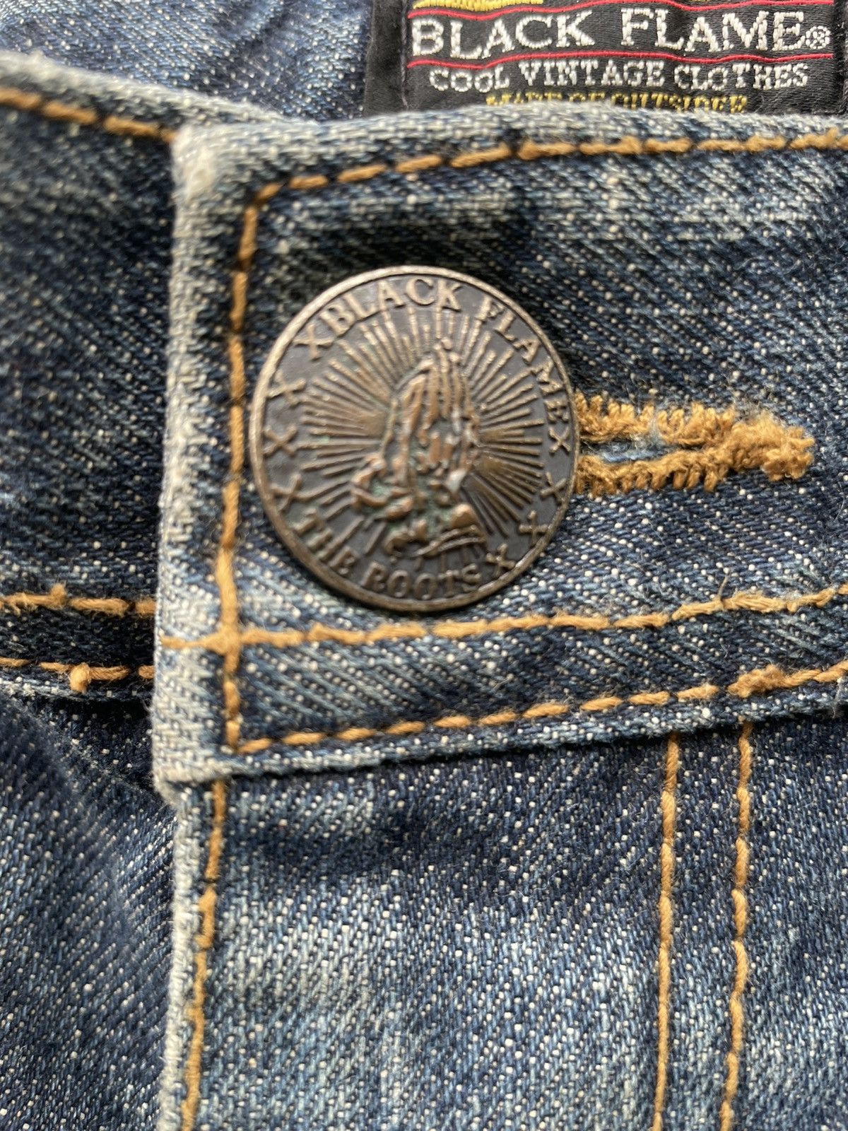 Japanese Brand Black Flame Aging Wash Selvedge Denim Size US 34 / EU 50 - 23 Thumbnail