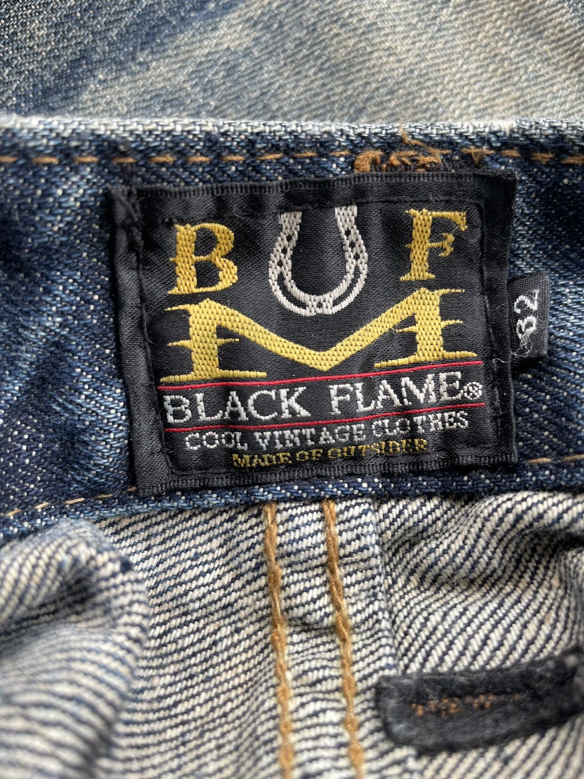 Japanese Brand Black Flame Aging Wash Selvedge Denim Size US 34 / EU 50 - 19 Thumbnail