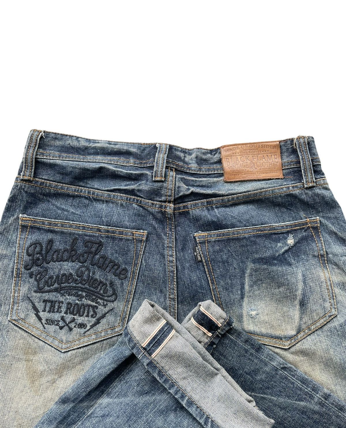 Japanese Brand Black Flame Aging Wash Selvedge Denim Size US 34 / EU 50 - 15 Thumbnail