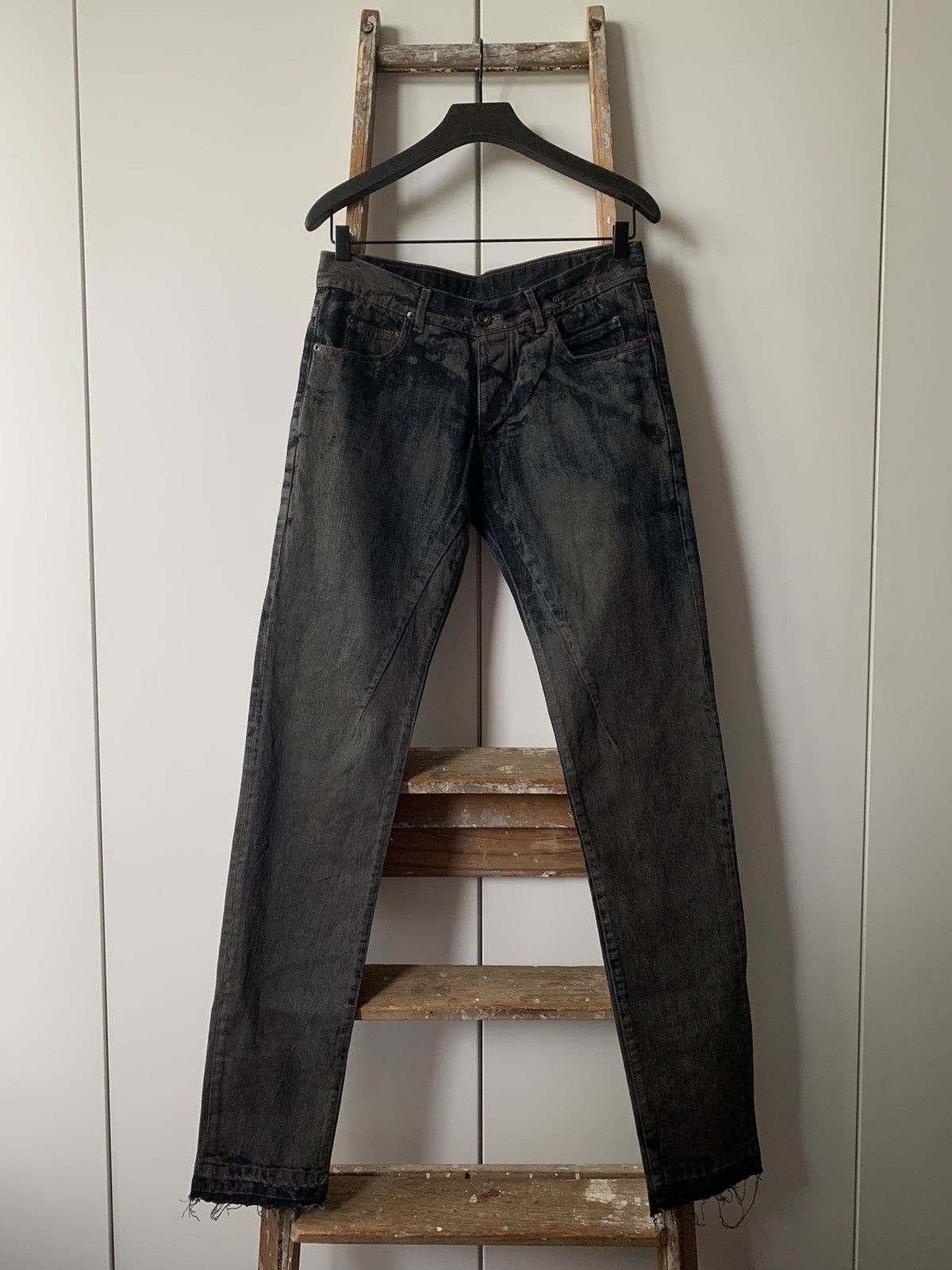 Pre-owned Rick Owens X Rick Owens Drkshdw Distressed Detroit Denim In Dark Blue