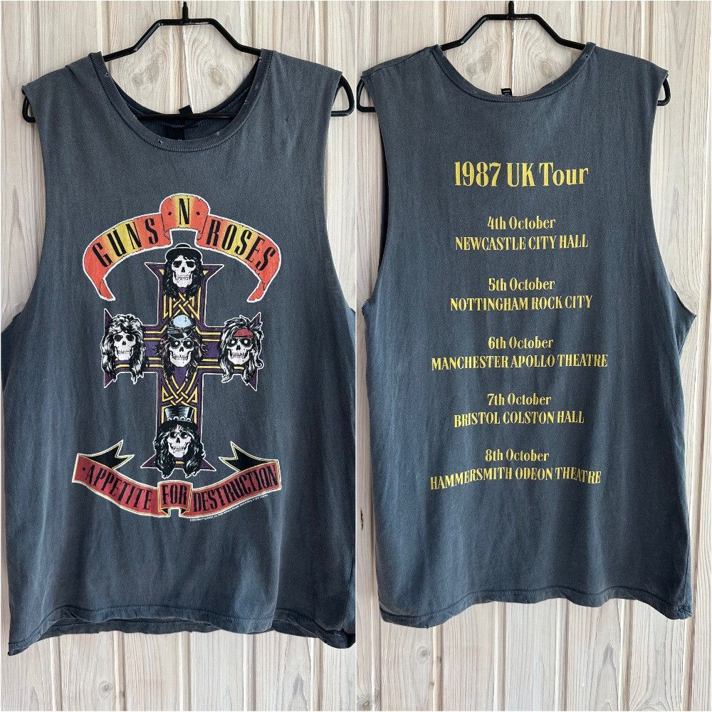 Band Tees REPRINT 1987 Guns'n'Roses UK tour t shirt tee sleeveless Size M / US 6-8 / IT 42-44 - 1 Thumbnail