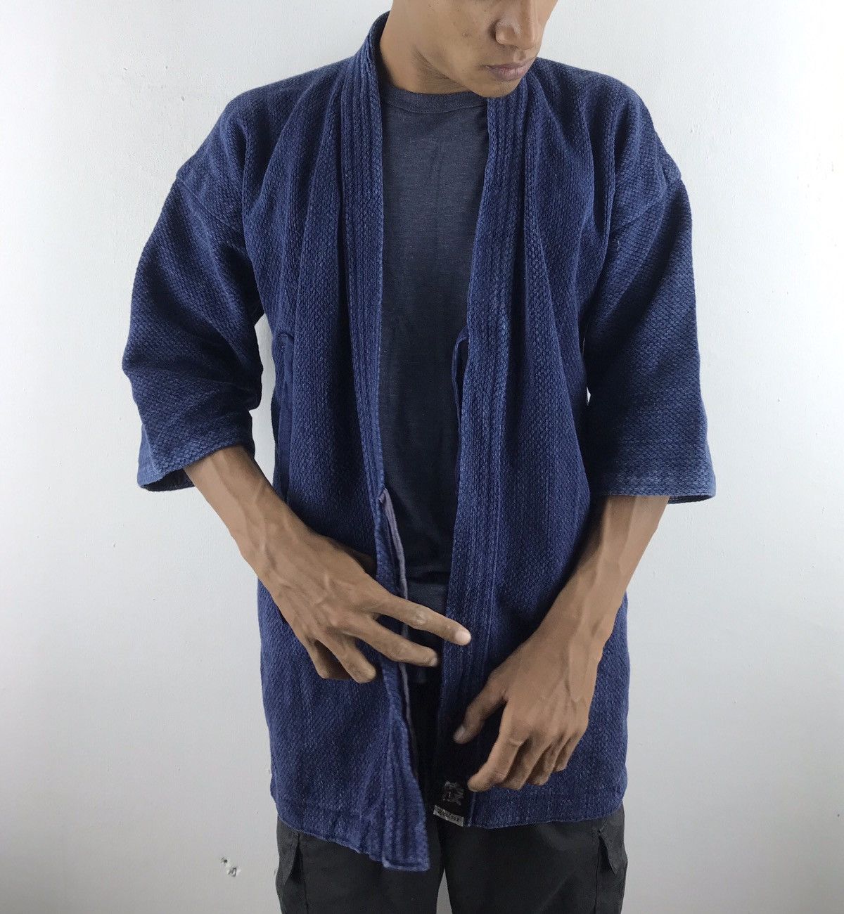 ENDLESS SUMMER RAW EDGE KIMONO - INDIGO main image 0