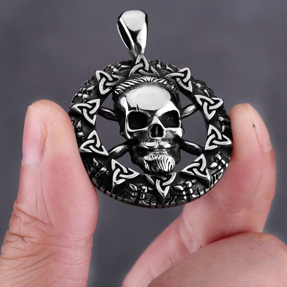 Jewelry Skull Biker Pendant Necklace Size ONE SIZE - 3 Thumbnail