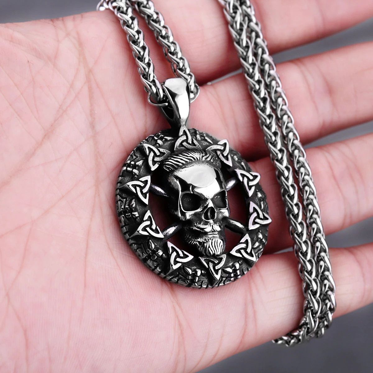 Jewelry Skull Biker Pendant Necklace Size ONE SIZE - 1 Thumbnail