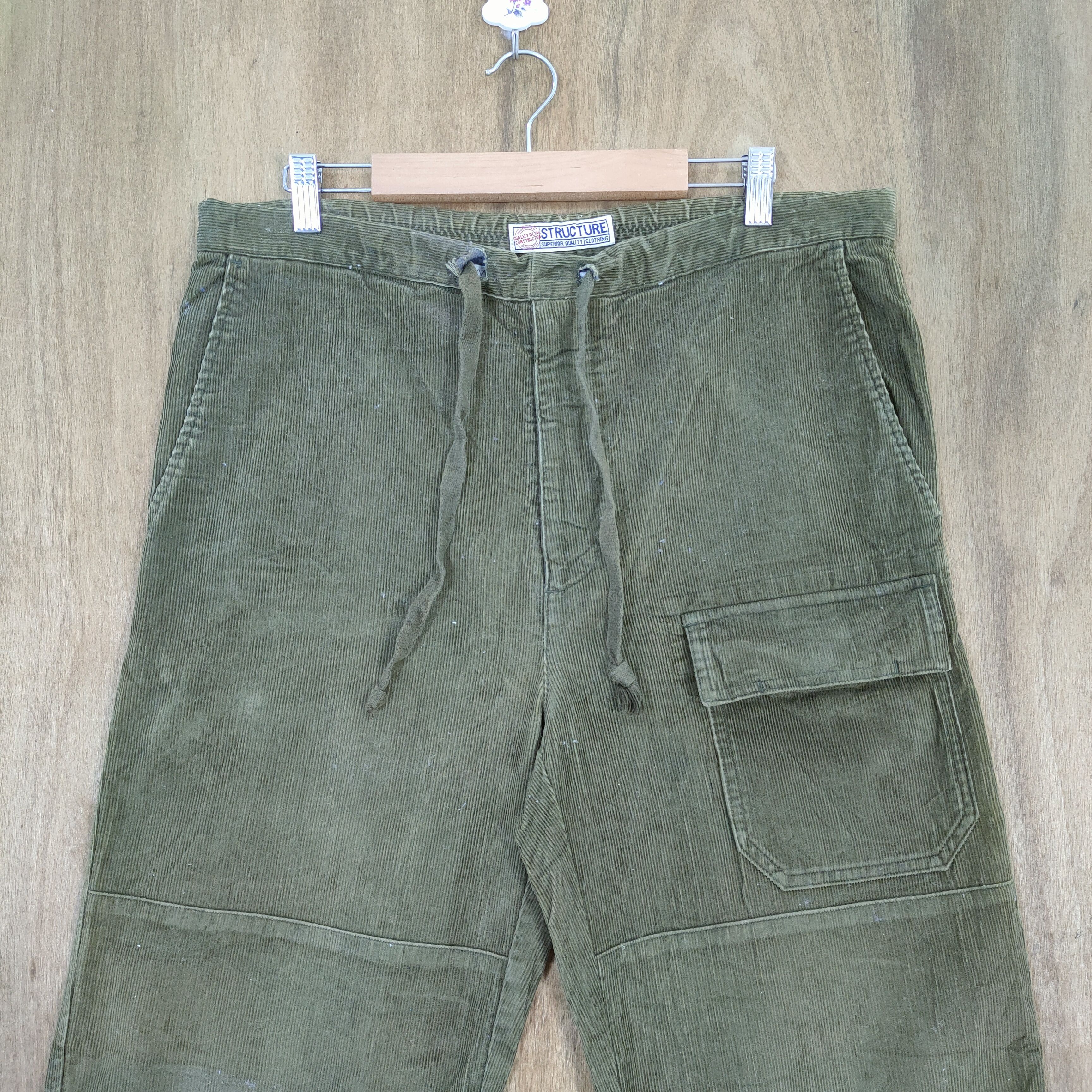 Structure STRUCTURE PANTS GREEN CORDUROY CARGO PANTS Size US 34 / EU 50 - 2 Thumbnail