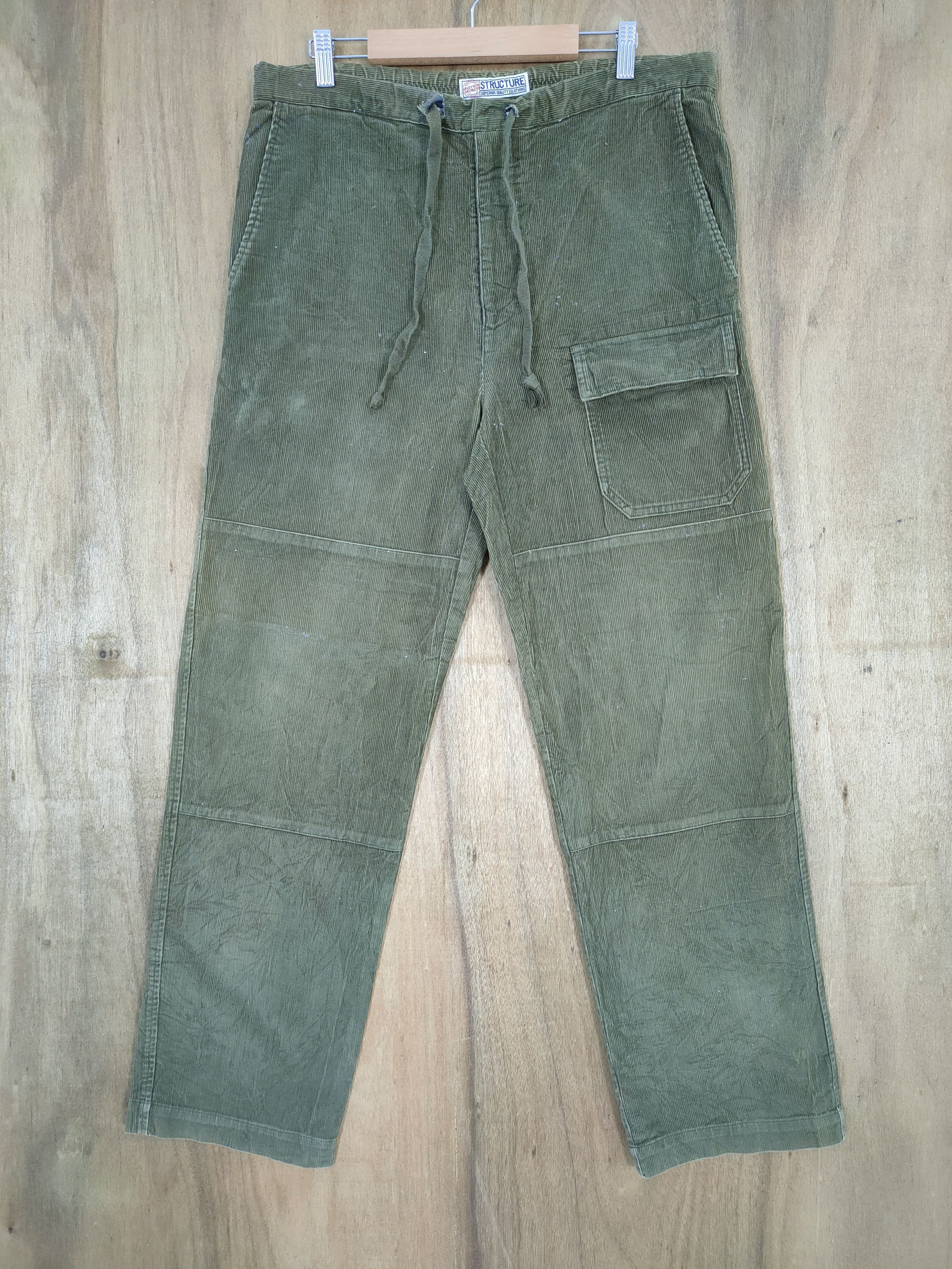 Structure STRUCTURE PANTS GREEN CORDUROY CARGO PANTS Size US 34 / EU 50 - 1 Thumbnail