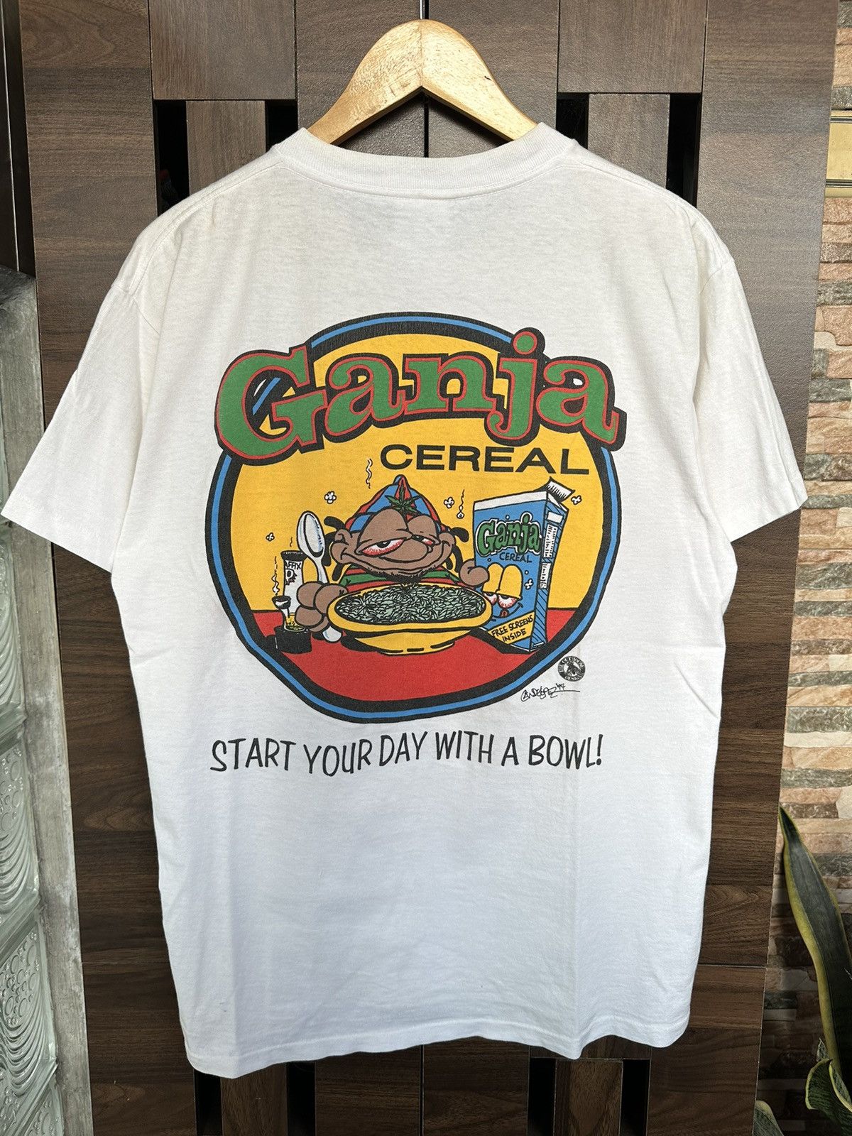 Rap Tees Vintage Ganja Cereal Weed white tee single stitch Rare Dope Size US L / EU 52-54 / 3 - 3 Thumbnail
