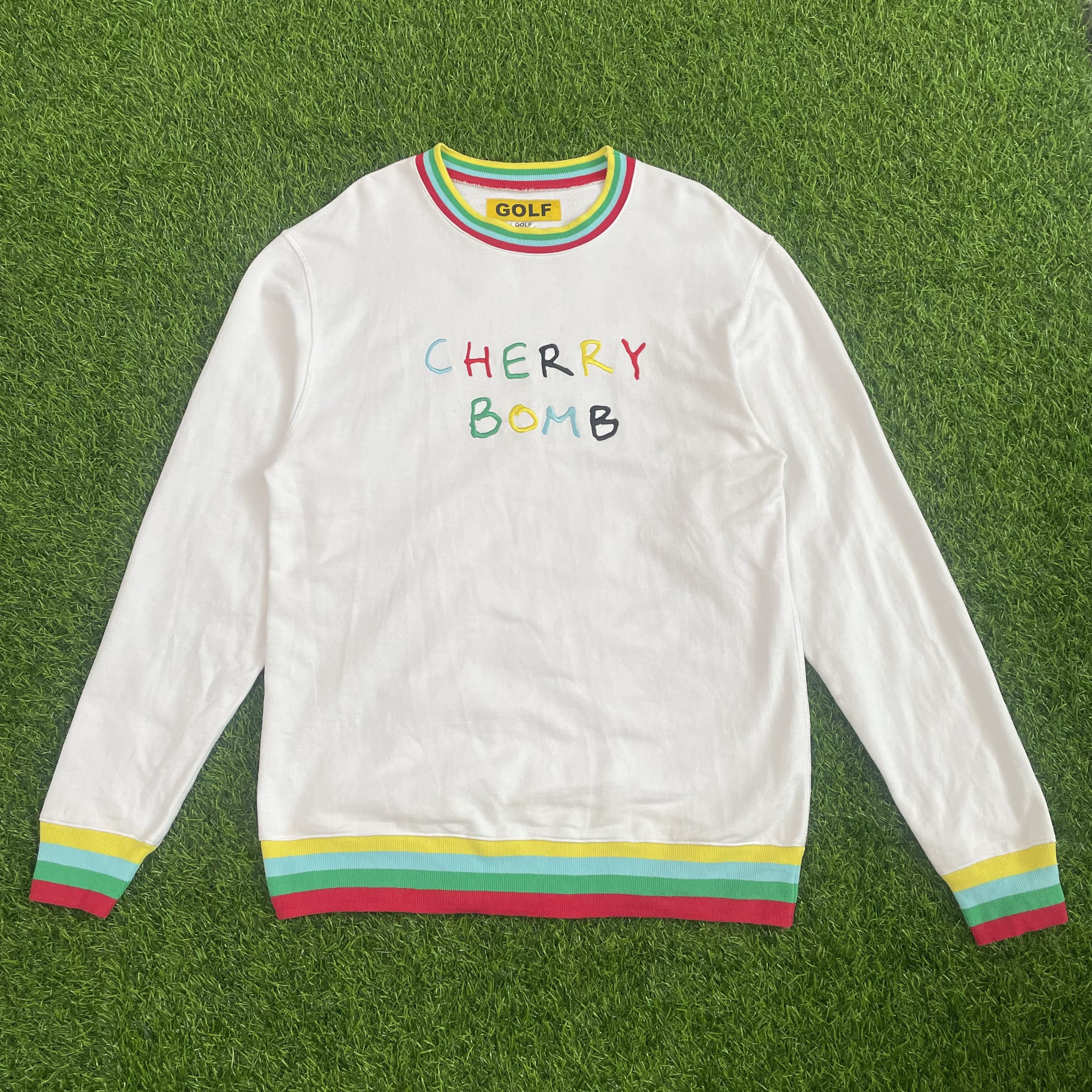 image of Golf Wang Cherry Bomb Crewneck in White, Men's (Size Small)