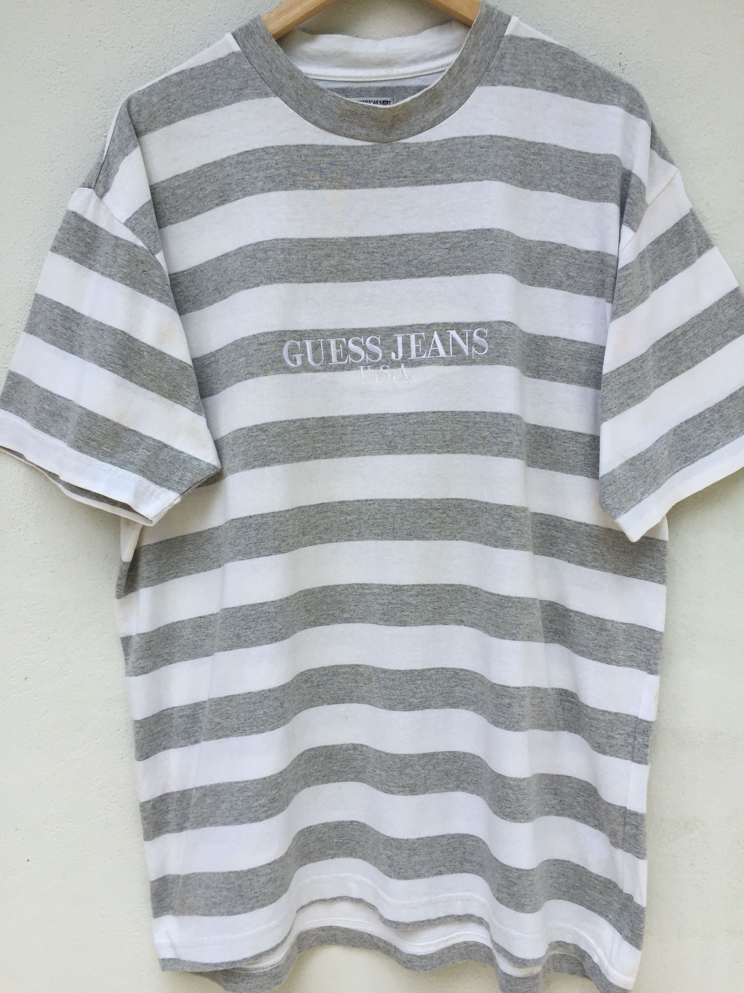 Guess RARE!Vtg 90s Guess Jeans Embroidered Striped Tee Asap Rocky Size US M / EU 48-50 / 2 - 4 Thumbnail