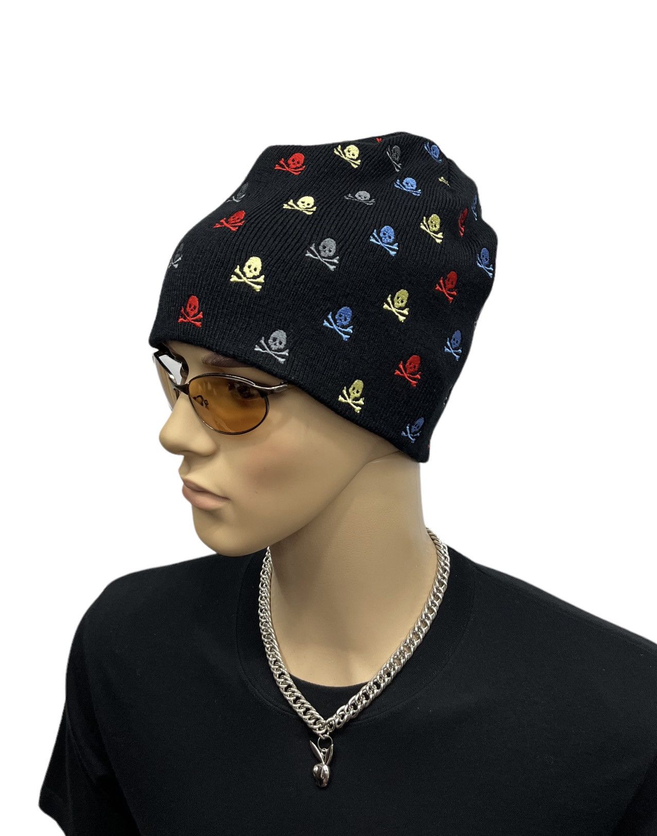 Other DOPE Punk Crossbone Skull AllOver Embroidery Acrylic Beanie Size ONE SIZE - 2 Thumbnail
