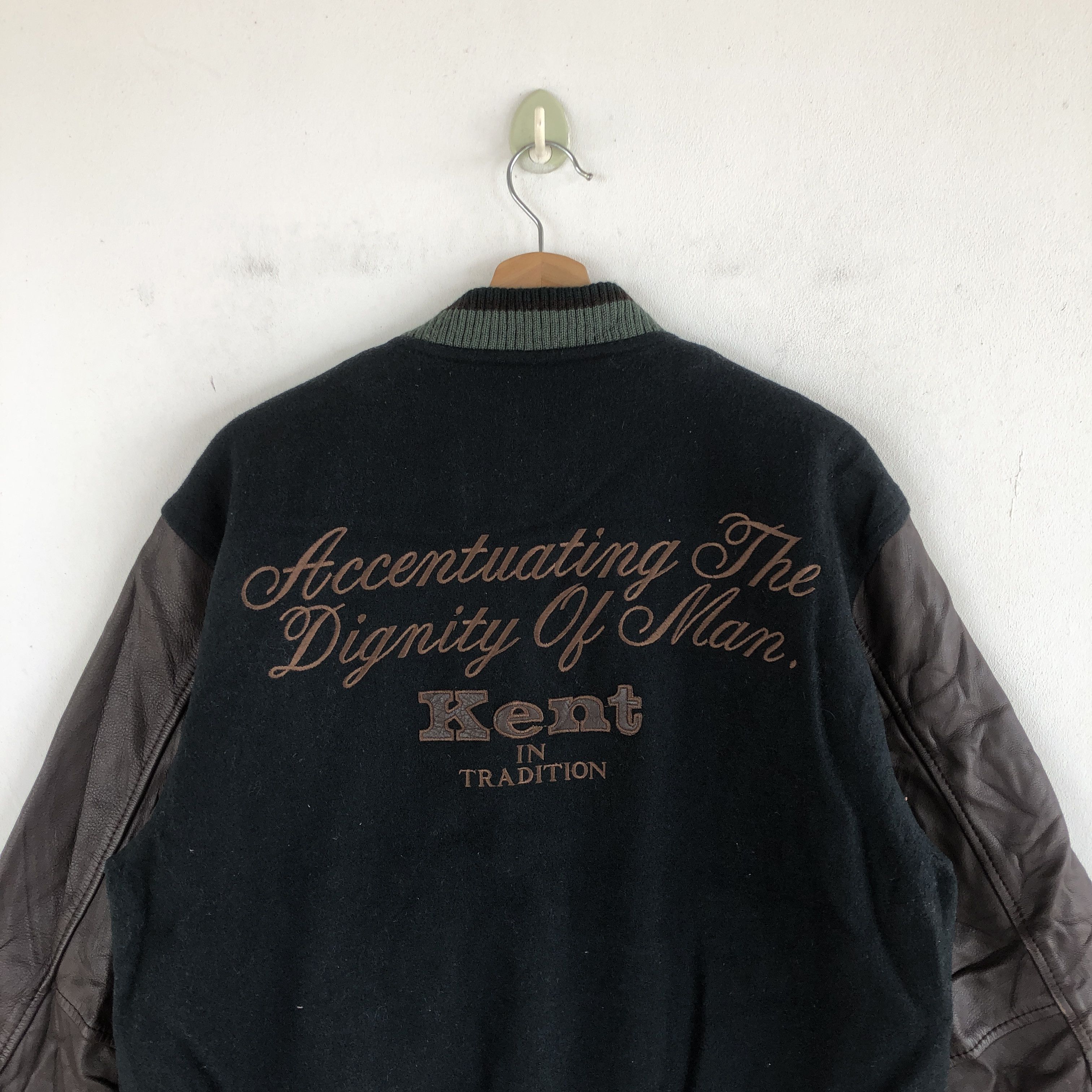 Japanese Brand Vintage Kent Varsity Jackets Letterman Wool Jacket Size US L / EU 52-54 / 3 - 3 Thumbnail