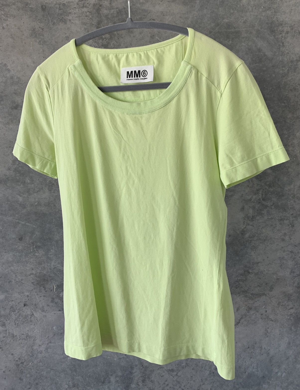 Margiela MM6 Neon Split Neck Tee Shirt