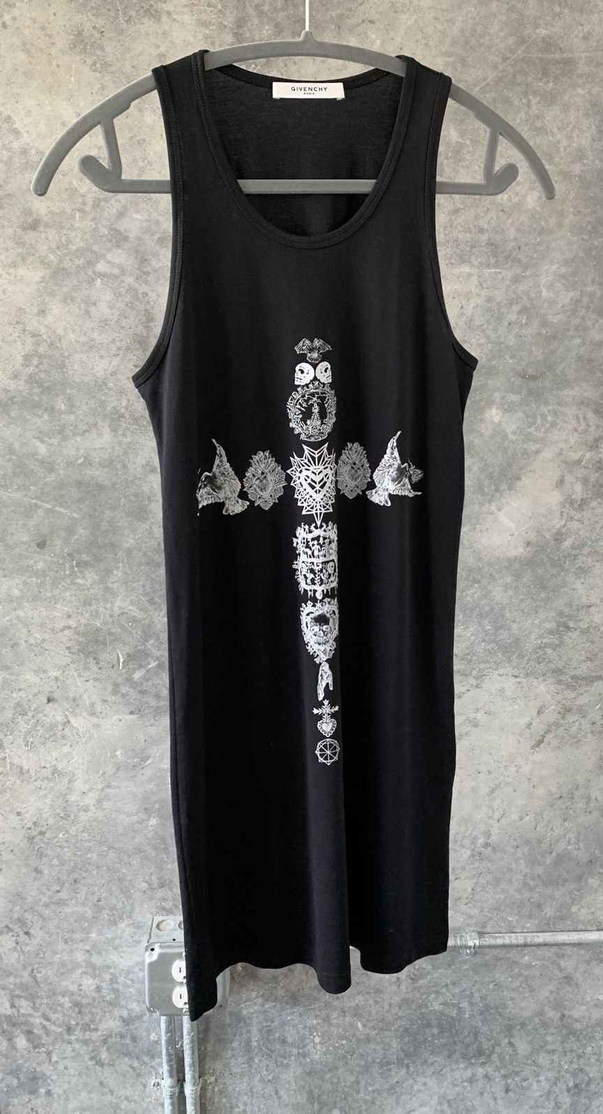 image of Givenchy Tisci Era Skull Cross Tank Top Dress in Black, Women's (Size XS)