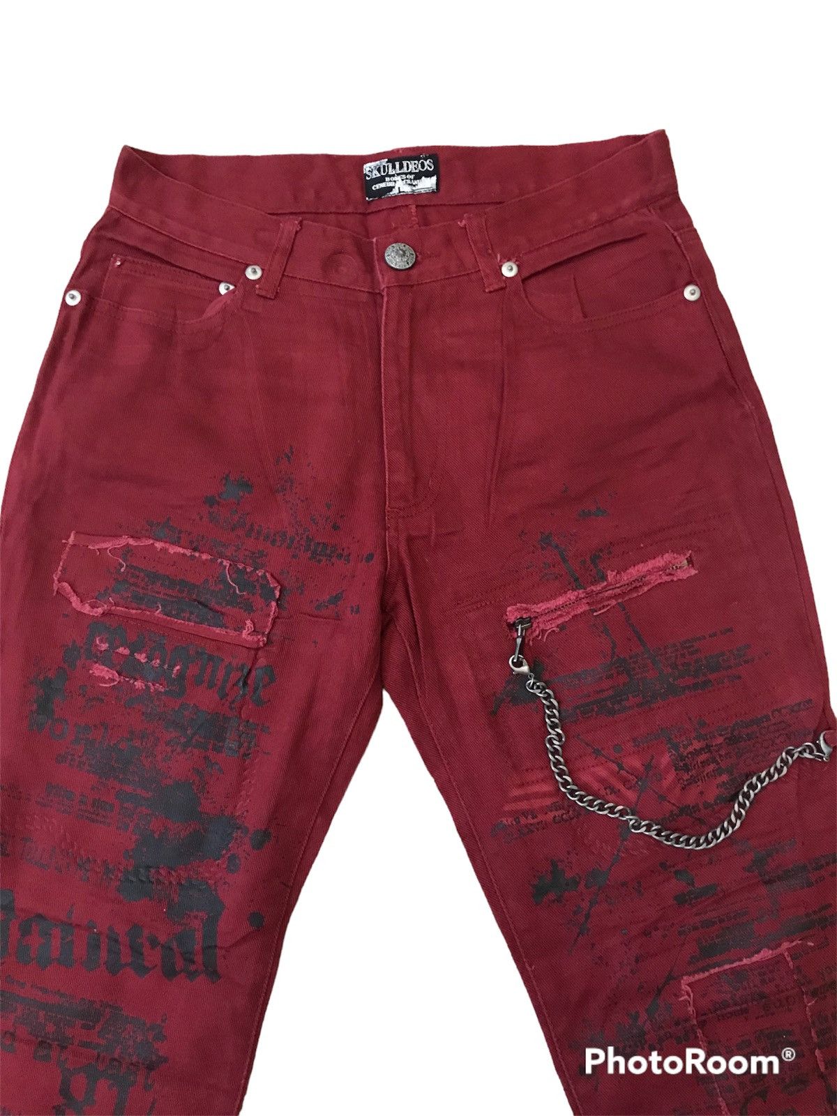 Japanese Brand skull punk jeans distresss bootcut Size US 31 - 3 Thumbnail