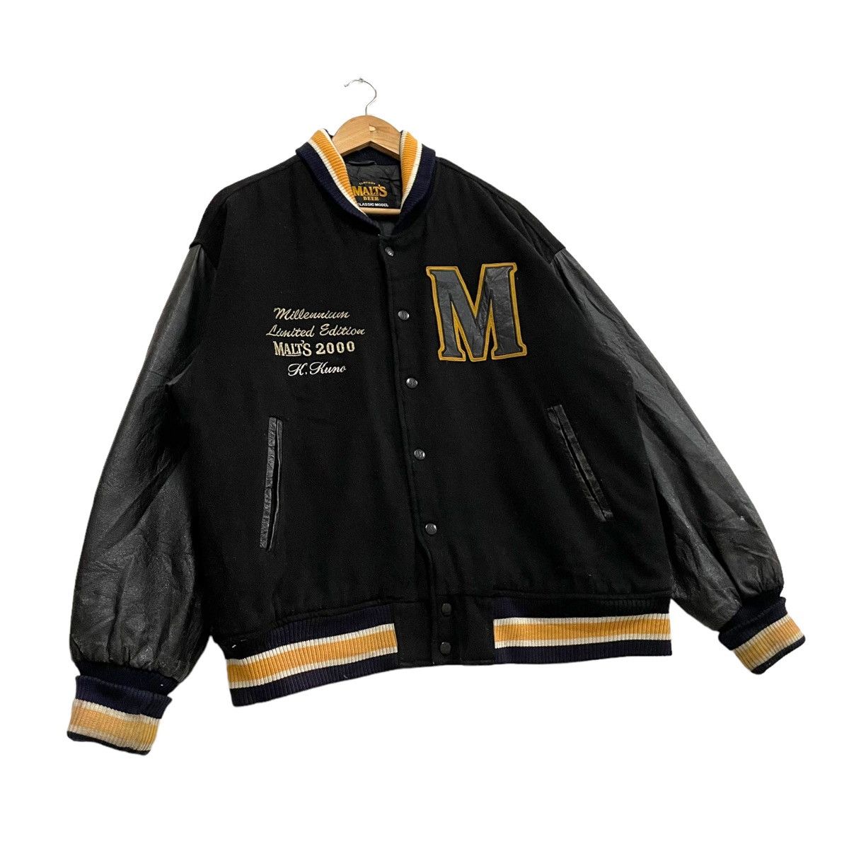 Japanese Brand 💥 80s MALT BEER COLLAGE EMBROIDERY VARSITY JACKET Size US M / EU 48-50 / 2 - 3 Thumbnail