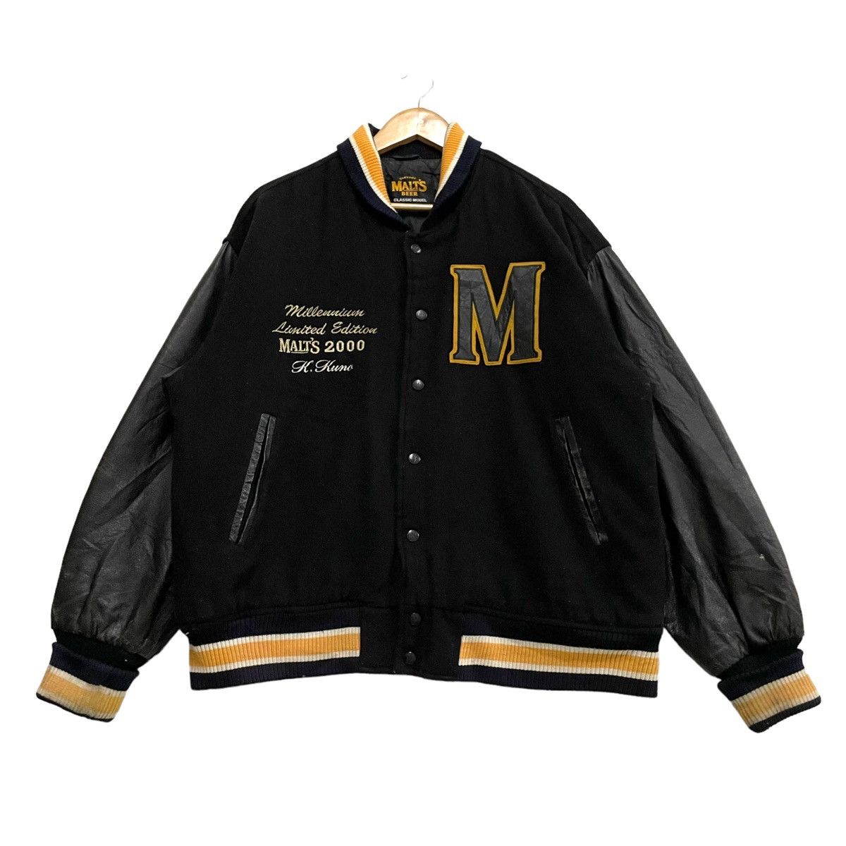 Japanese Brand 💥 80s MALT BEER COLLAGE EMBROIDERY VARSITY JACKET Size US M / EU 48-50 / 2 - 1 Thumbnail