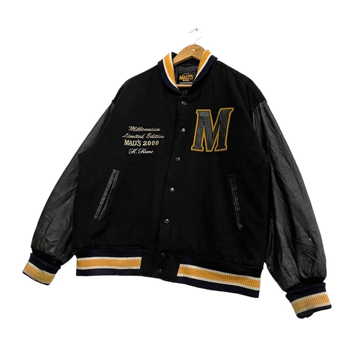 Japanese Brand 💥 80s MALT BEER COLLAGE EMBROIDERY VARSITY JACKET Size US M / EU 48-50 / 2 - 4 Thumbnail