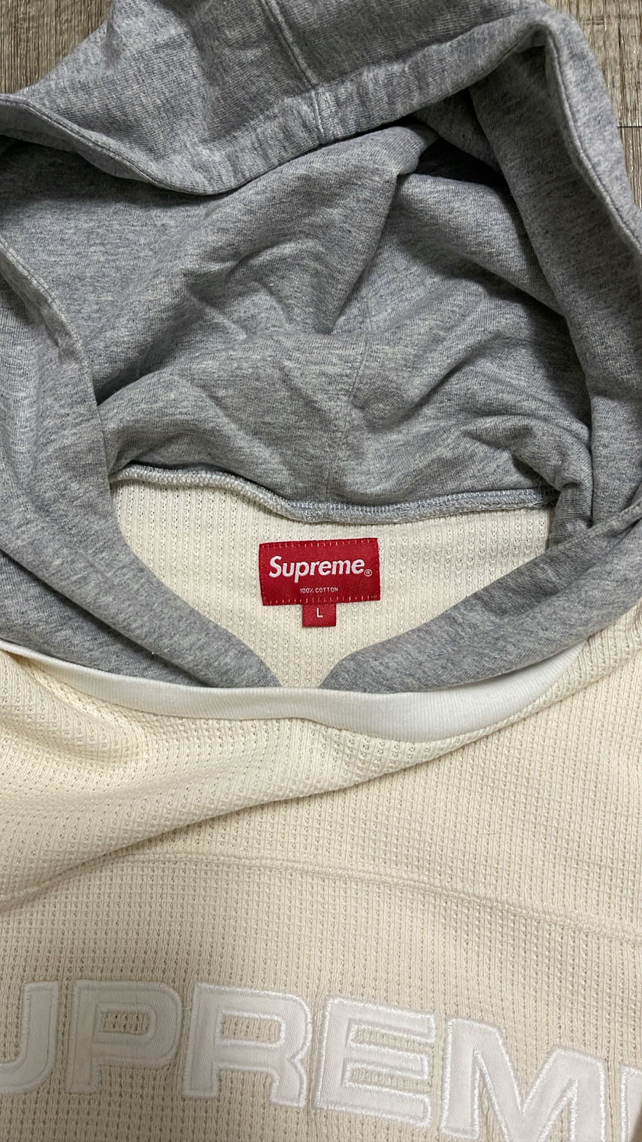 Supreme Supreme Hooded Waffle Ringer Size US L / EU 52-54 / 3 - 3 Thumbnail