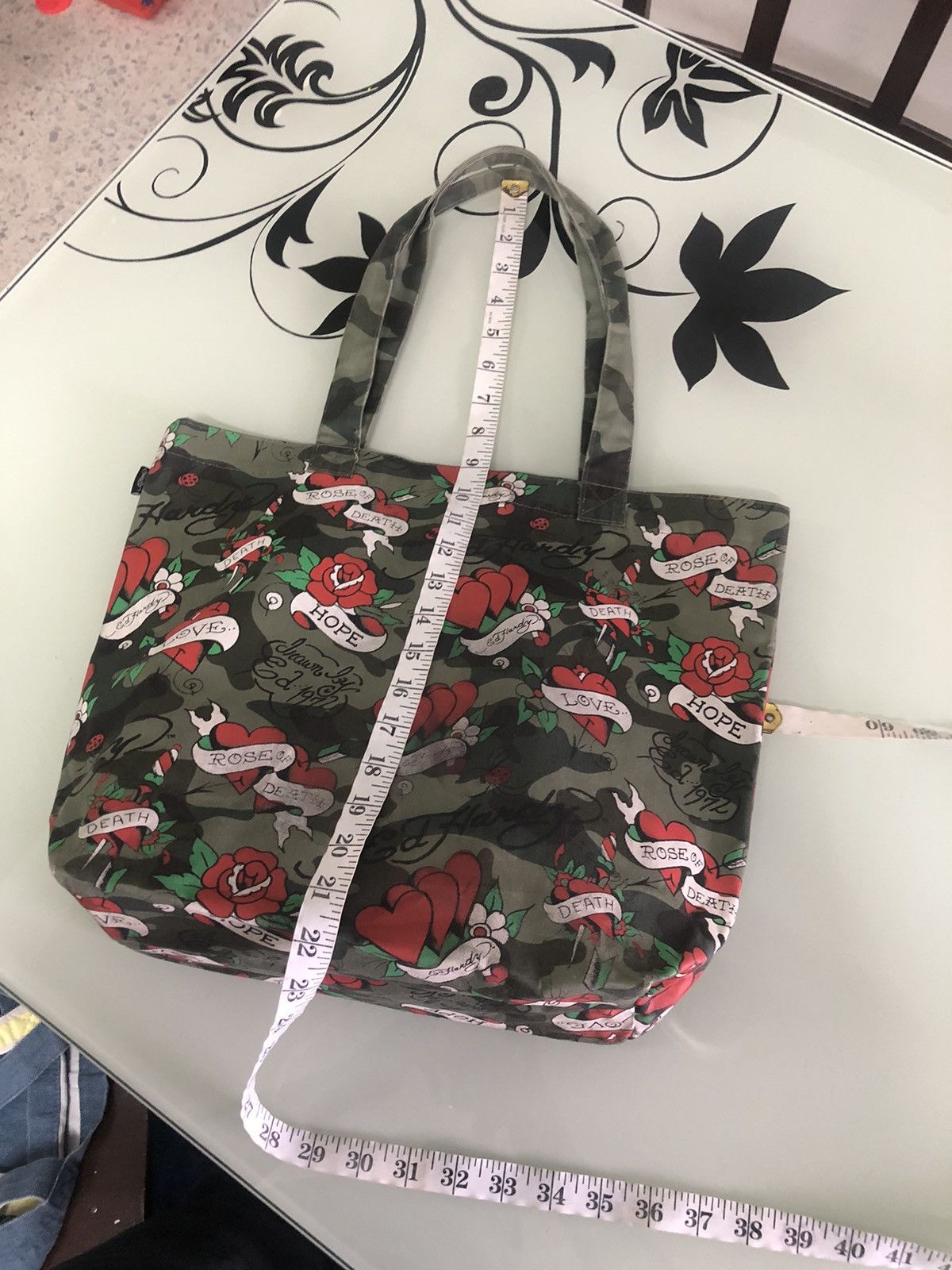 Ed Hardy Rare❗️Ed Hardey Full Printed Tote Bag Size ONE SIZE - 22 Thumbnail