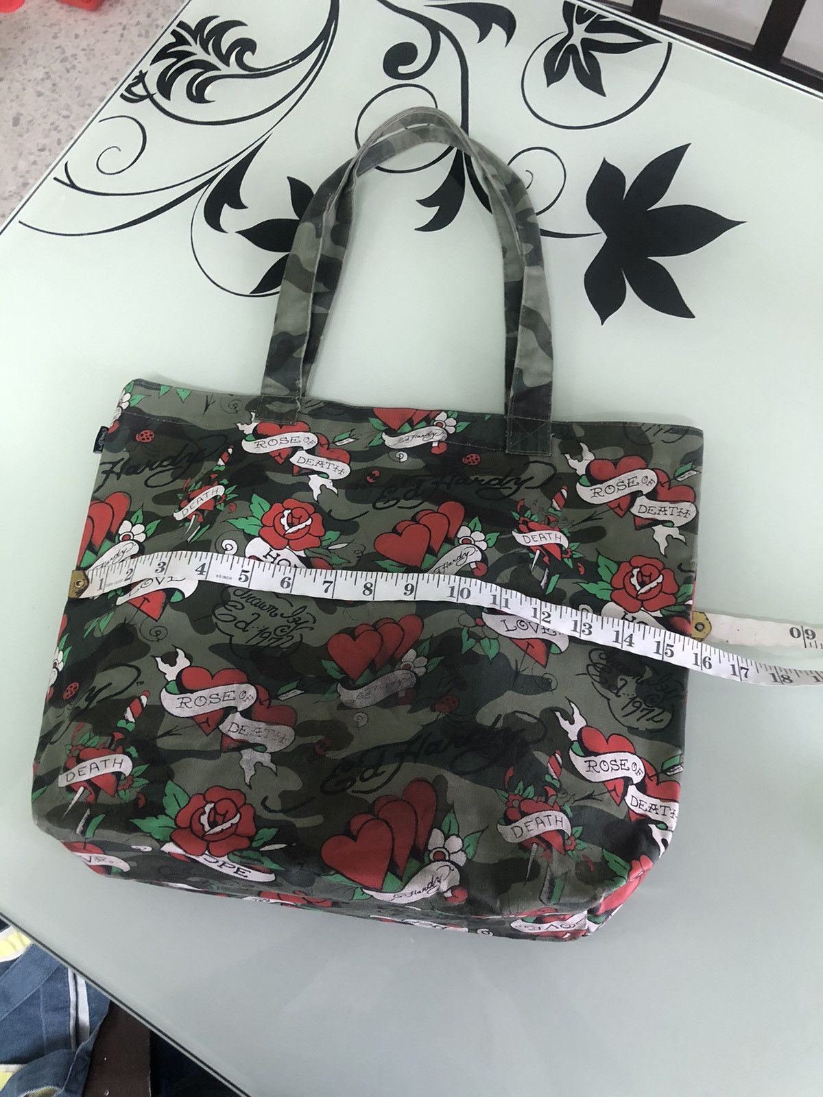 Ed Hardy Rare❗️Ed Hardey Full Printed Tote Bag Size ONE SIZE - 23 Thumbnail