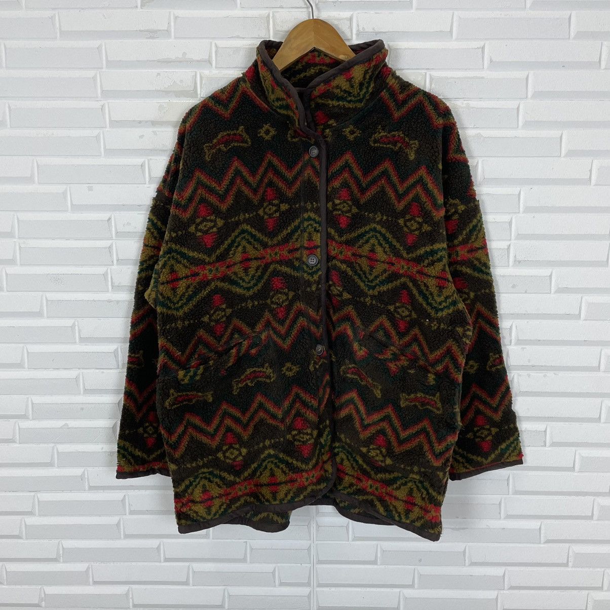 Japanese Brand Native Navajo Fleece Button Up Jacket Size M / US 6-8 / IT 42-44 - 1 Thumbnail