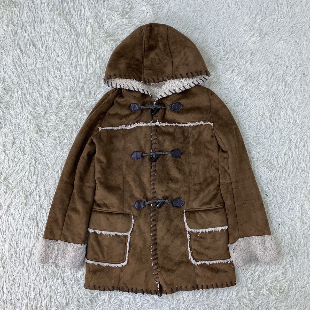 Designer Japanese Duffle Suede Corduroi Sherpa Jacket Size US M / EU 48-50 / 2 - 2 Thumbnail