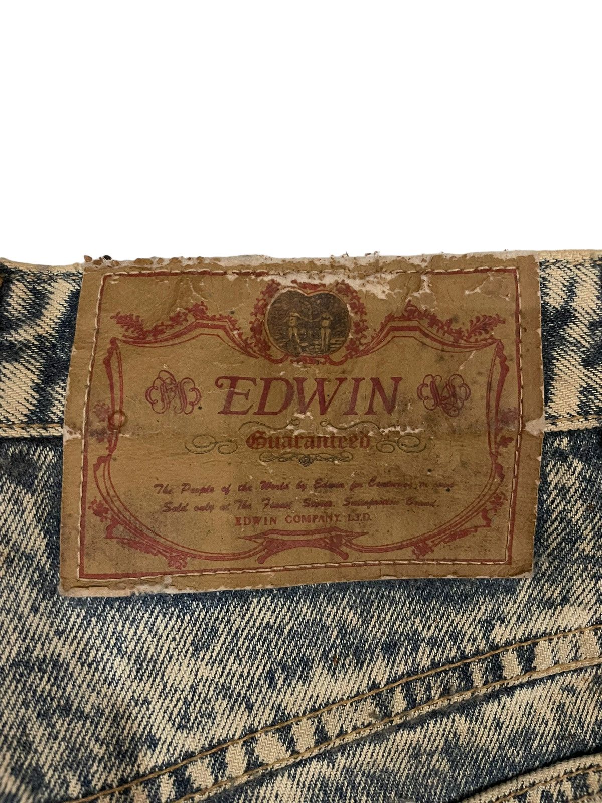 Edwin × Japanese Brand 90s Vintage Edwin Lot 1485 Acid Dirty Washed Jeans Size US 31 - 8 Thumbnail