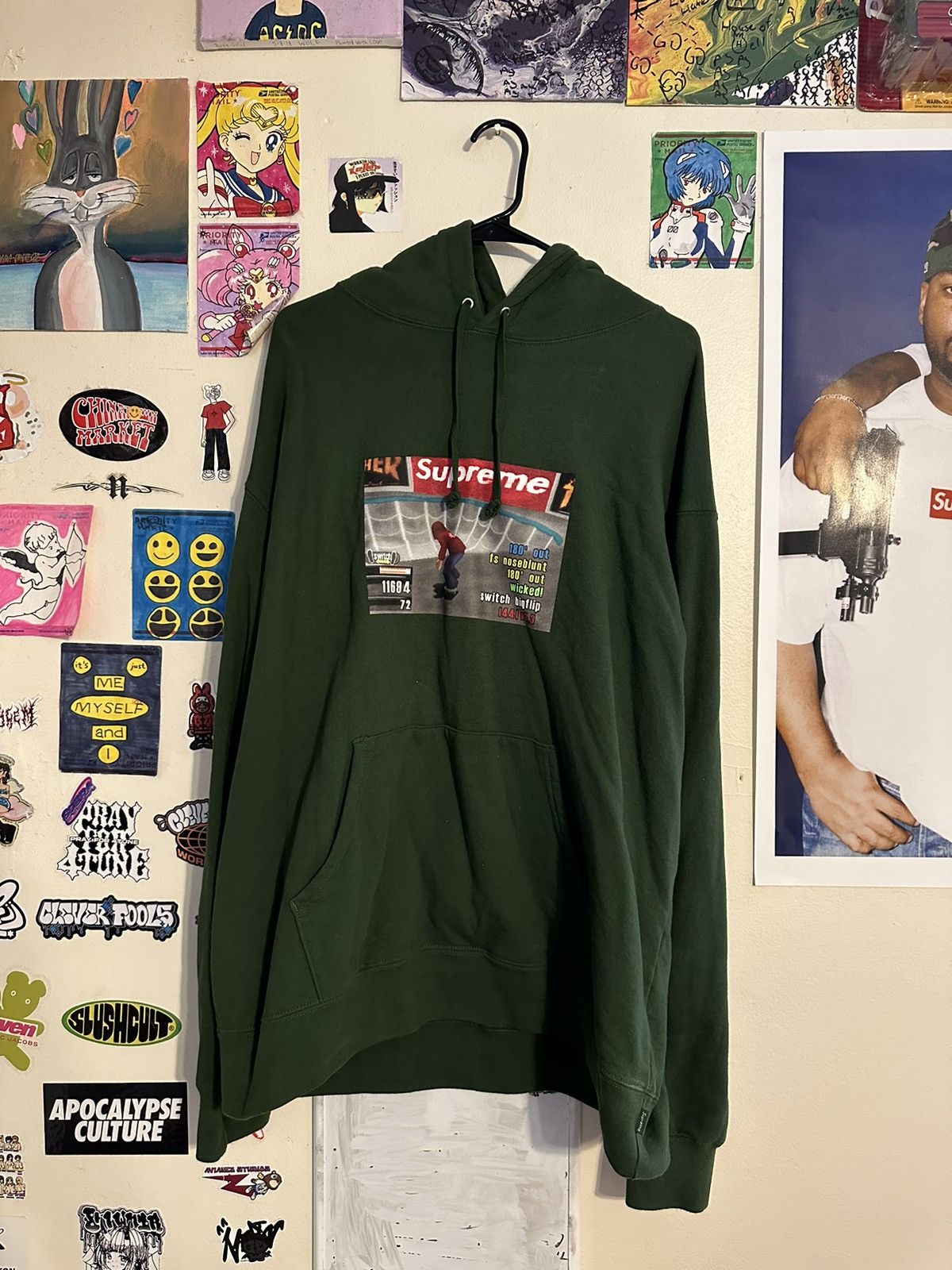 image of Supreme Thrasher Video Game Hoodie XL in Green, Men's