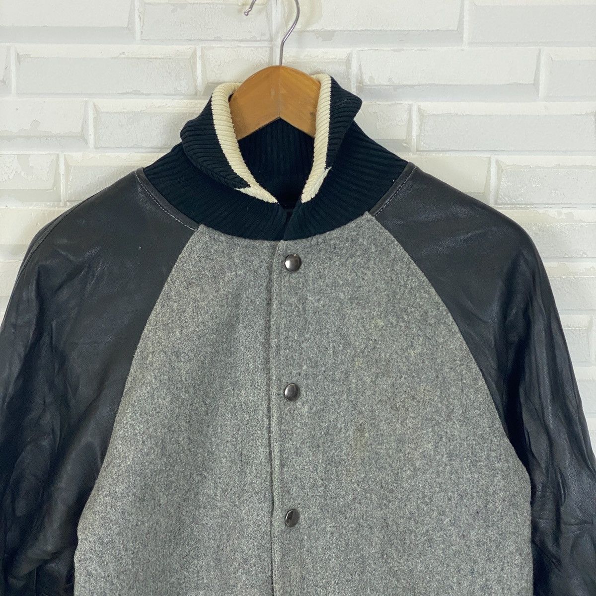 Genuine Leather 🔥LAST PRICE🔥 Japanese Turtleneck Wool Leather Varsity Size US S / EU 44-46 / 1 - 5 Thumbnail
