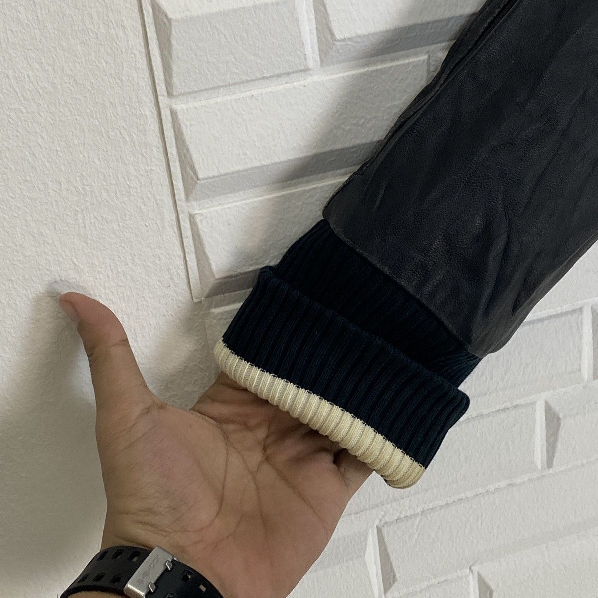 Genuine Leather 🔥LAST PRICE🔥 Japanese Turtleneck Wool Leather Varsity Size US S / EU 44-46 / 1 - 8 Thumbnail