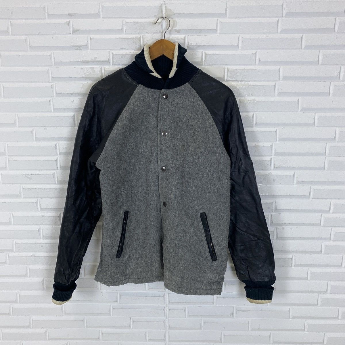 Genuine Leather 🔥LAST PRICE🔥 Japanese Turtleneck Wool Leather Varsity Size US S / EU 44-46 / 1 - 2 Thumbnail